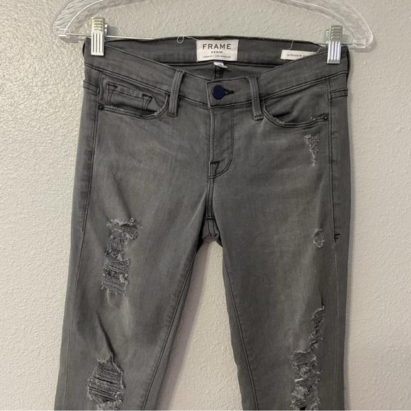 FRAME Grey Shred Le Skinny de Jeanne Jeans size 25 - Picture 3 of 13